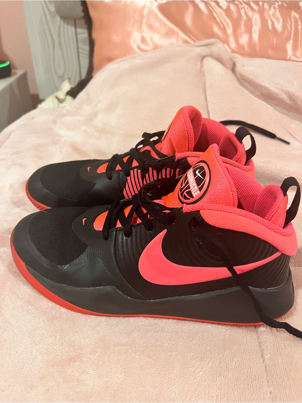 Nike Kids' Black & Hot Pink Basketball Shoes